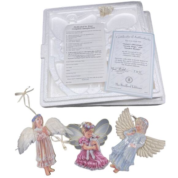 3 Vtg 1998 The Bradford Editions Heaven’s Little Angels Ornament Collection - Picture 1 of 9